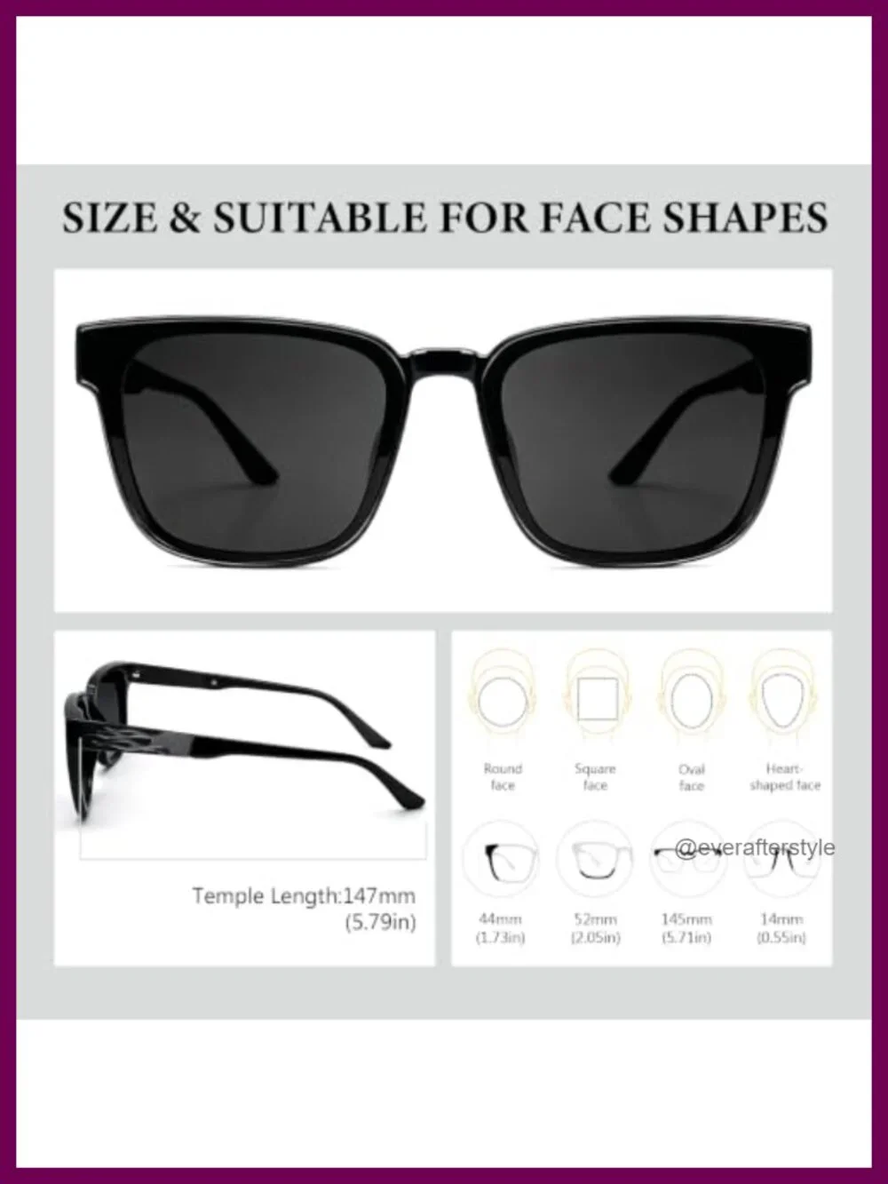 Square Polarized Sunglasses TR90 Frame UV400 Flame Detail